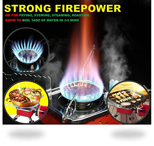 Camping Stove, Backpacking Stove, Foldable, Portable, Lightweight, Piezo Ignition, Single Burner Adjustable, Premium Mini Powerful and Stable Camp Stove for Hiking Picnic, 1+2+1+1pcs by QUALIALL - Image 2