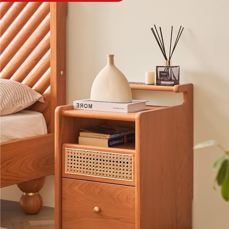 狭いナイトスタンド、ソリッドウッドベッドサイドテーブルミッド