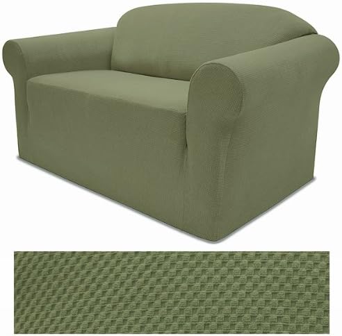 Stretch Pique Balsam Green Furniture Slipcover Loveseat 708