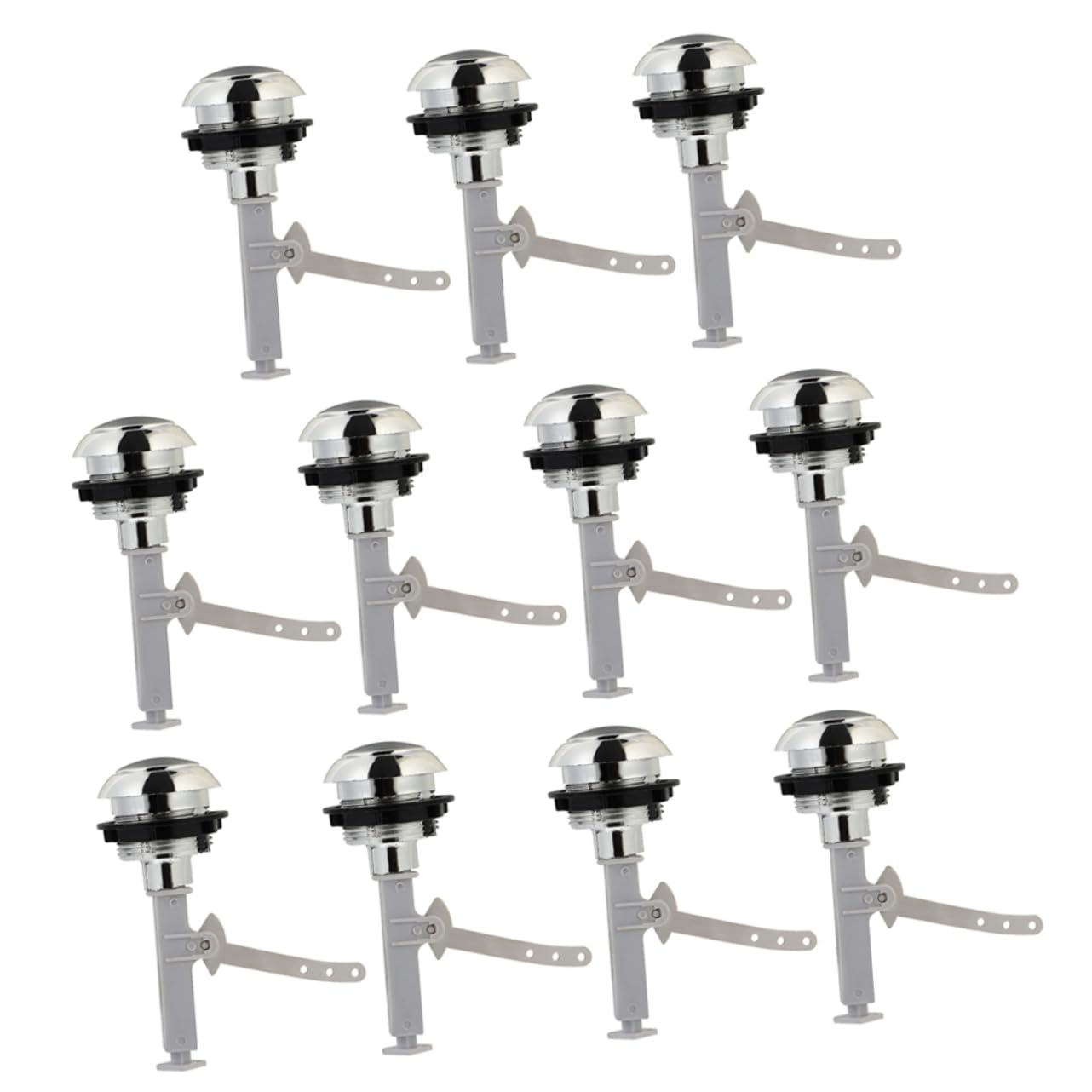 SHINEOFI 3 Set Pulsante Della Toilette Chiave Separare Pulsanti Serbatoio Wc Parti Spingere Pulsante Dello Sciacquone Singolo Sostituzione Del Pulsante Push Addominali Argento 12 Pezzi*3