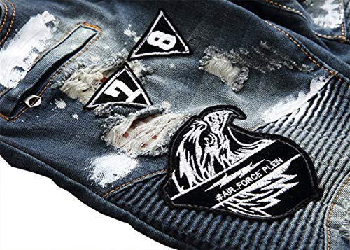 Enrica Men's Ripped Straight Slim Moto Biker Jeans4