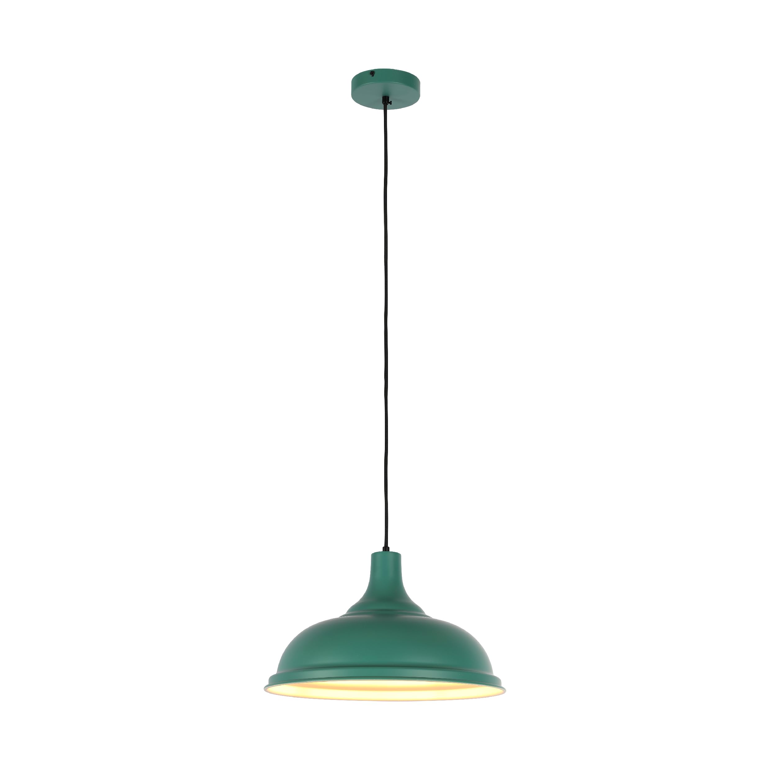 TEKLED Modern Step Pendant Light- 38cm Metal Shade | E27 Fitting | Home&Industrial Modern Design Ceiling Light | for Living Rooms Kitchens Coffes Restaurants | Forest Green- White (Bulb not Included)