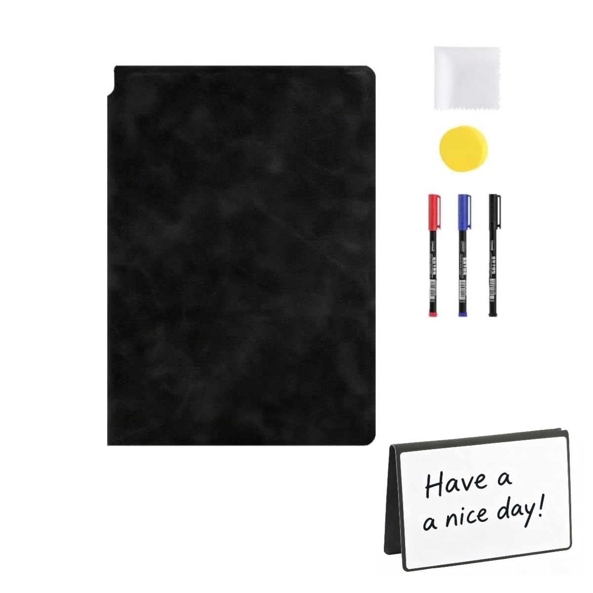 Tableau Blanc A5 Effaçable à Sec 24x17 cm Mini Tableau Blanc Portable avec 3 Marqueurs et 1 Chiffon Double Face pour Bureau École Maison Organisation Idées