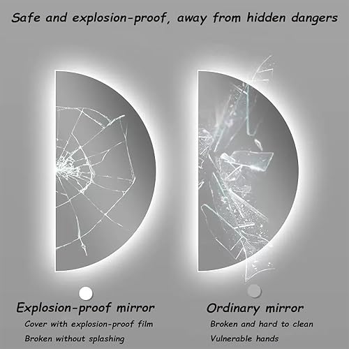 Miniatura 9 de NURCIX Espejo de baño LED inteligente para pared, espejo de tocador iluminado con luces y botón táctil inteligente para sala de estar, dormitorio