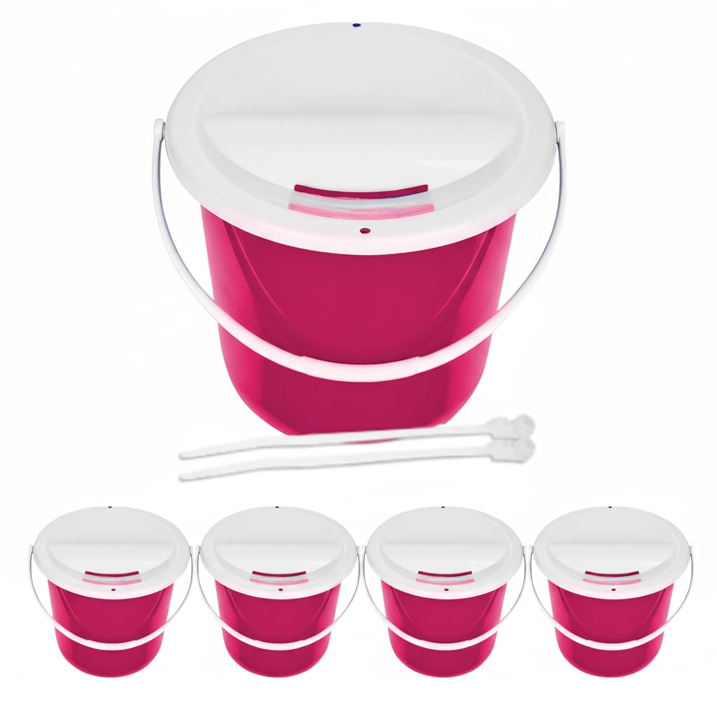 Plastic Coin Collection Bucket with Removable lid and Handle Charity Donation Collection Money Box Pail for Fundraising with top Slot for Tickets