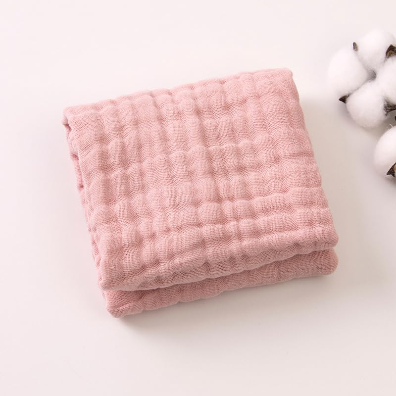 Muslin Burp Cloths 5 Pack Large 20x12 inches Baby Burping Cloths, 6-Layer 100% Cotton for Newborn Boys Girls, Ultra Soft & Absorbent (White & Pink)