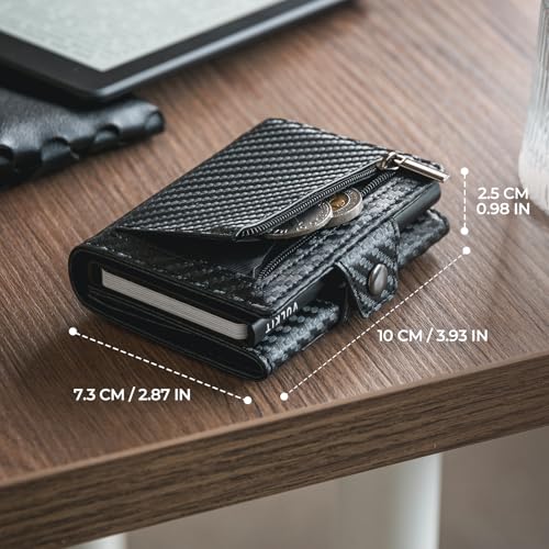 VULKIT Wallet for Men with Pop Up Card Holder 10-12 Cards, Trifold RFID Blocking Credit Card Wallet with ID Window, Cash Slot, Zip Coin Pocket, Minimalist Smart Compact Metal Aluminum Card Case4