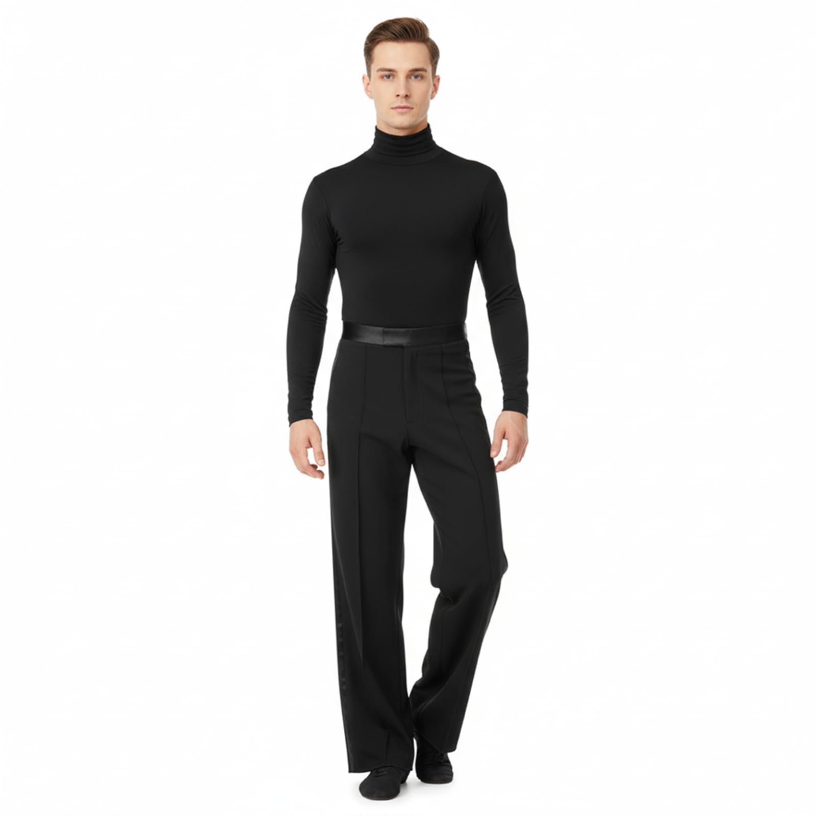 Pantalon de danse latine américain avec bracelet et bande latérale en satin