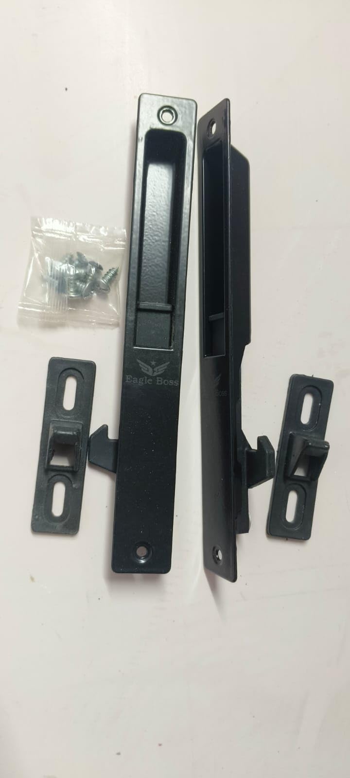 Aluminium Sliding Door Lock Kit, Black, 18cm | 2 Recessed Pull Handles, 2 Latches Included, Screws Included, Flush Design, 2.5cm Width-image-40
