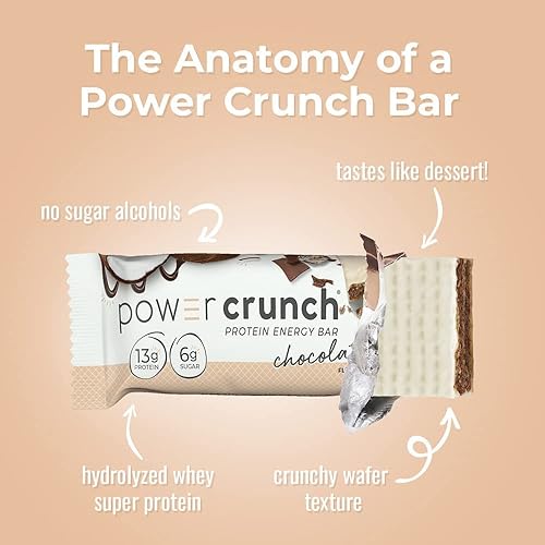 Miniatura 6 de Power Crunch Barras de proteína de suero de leche bocadillos altos en proteínas con delicioso sabor chocolate de coco 14 onzas 12 unidades