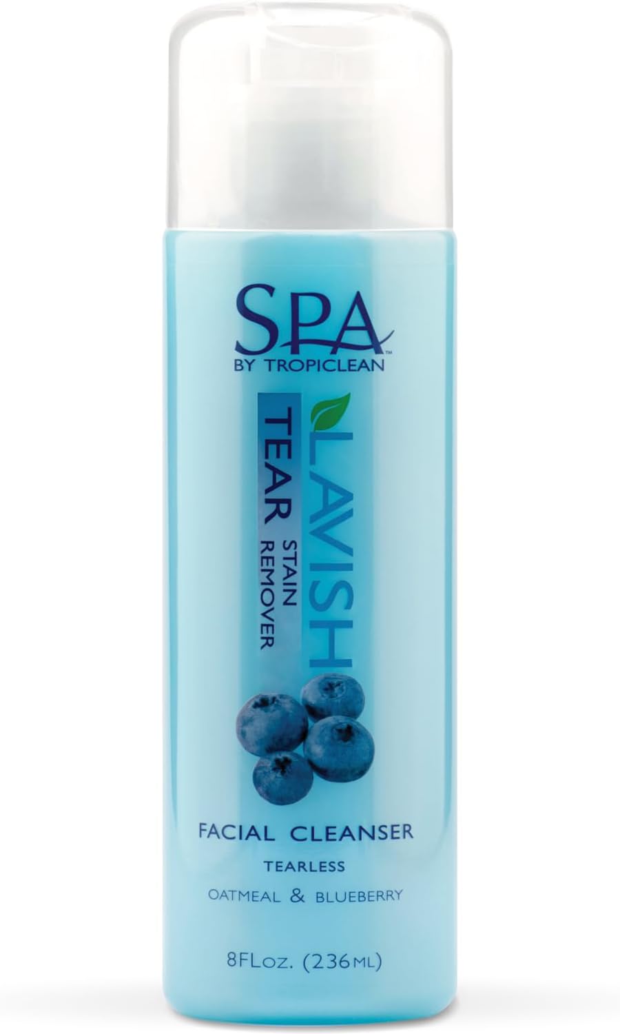 TropiClean SPA Tear Stain Remover for Dogs | Blueberry Facial Shampoo | Odor Eliminator | Tearless | Whitening and Brightening | Made in USA | 8oz.