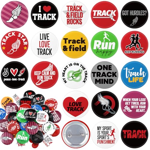 Huquary 80 Pcs Track and Field Pins, 20 Designs Cross Country Running Button Pins, Durable Tinplate Sport Lapel for Team Runners Backpacks Jackets Hats, Sports Gift for Athletes