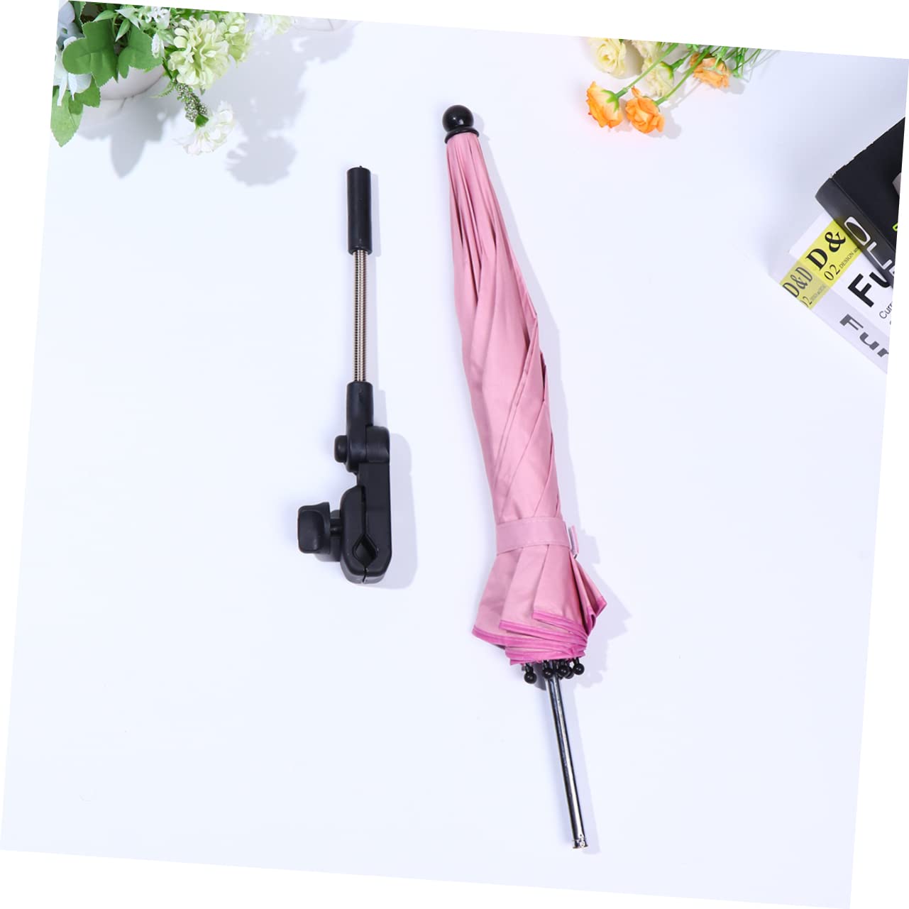 GARVALON Convenient Cart Sun Umbrella Stroller Umbrella for Uv Protection Easy to Install Material for Outdoor Use Pink