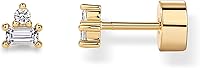 PAVOI 14K Gold Plated Sterling Silver Birthstone Flatback Stud Earrings for Women - Cubic Zirconia Helix Cartilage Screwback Jewelry