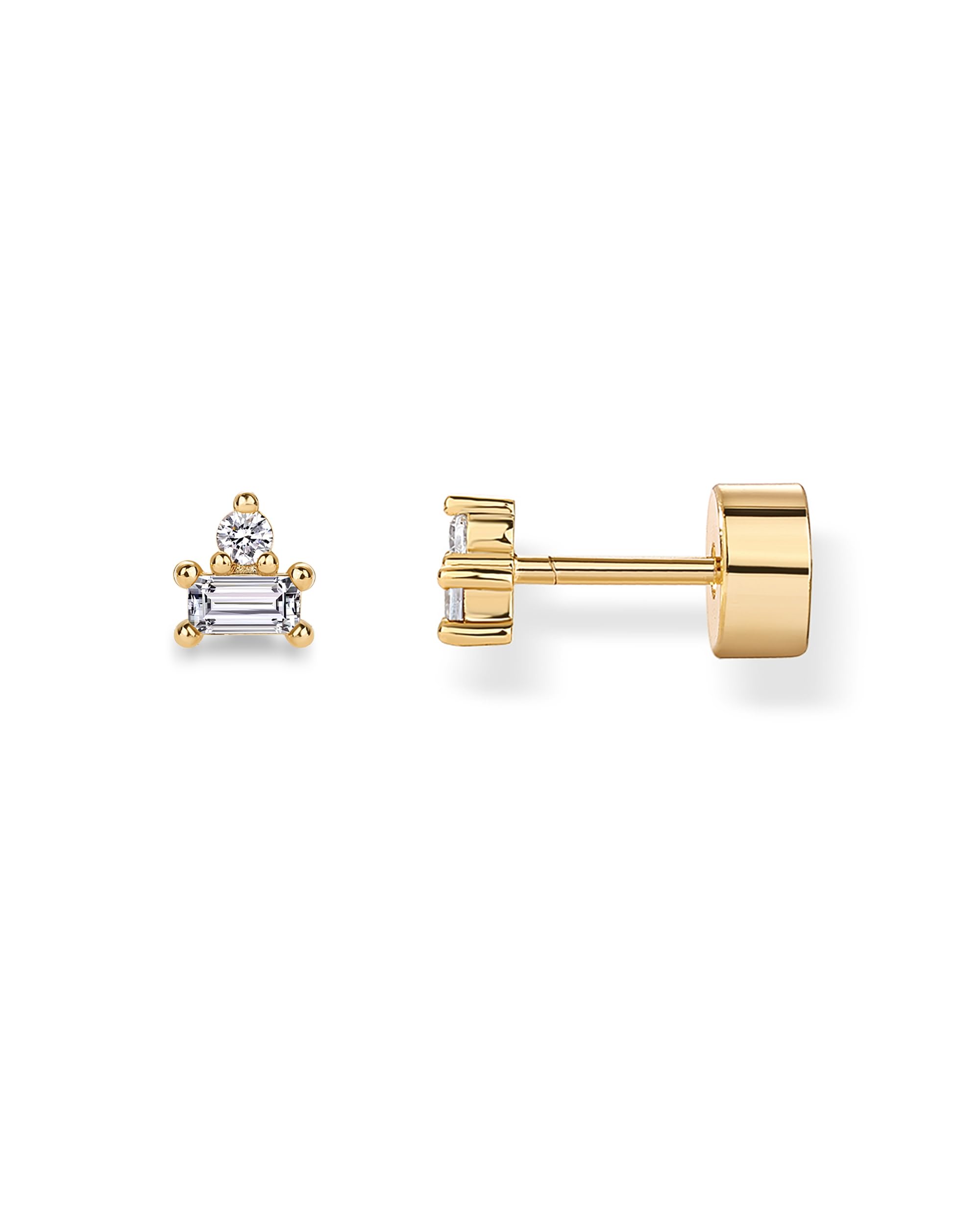 PAVOI 14K Gold Plated Dainty Birthstone Flatback Stud Earrings for Women