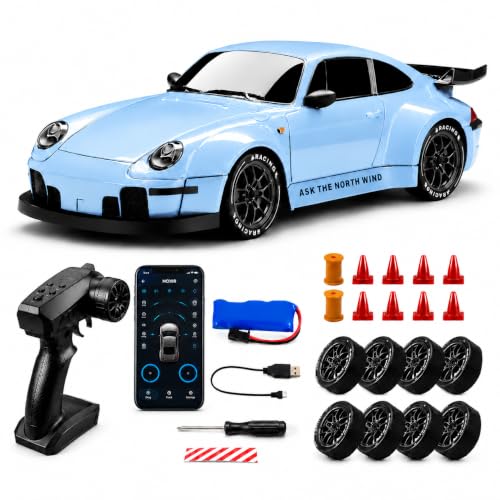 Image of RC Drift Car TORSCHE 1:24 Scale 2.4GHz | 25 KM /H High Speed, Replaceable Drift Tyres, Rechargeable Battery, LED Lights, Traffic Cones & Spare Wheels