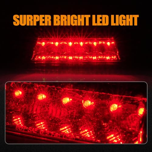 Image of Third 3rd Brake Light LED for 2002-2007 Jeep Liberty, High Mount Rear Brake Lights Assembly for 02-07 Liberty, Waterproof Center Cab Lamp Stop Light (Red)