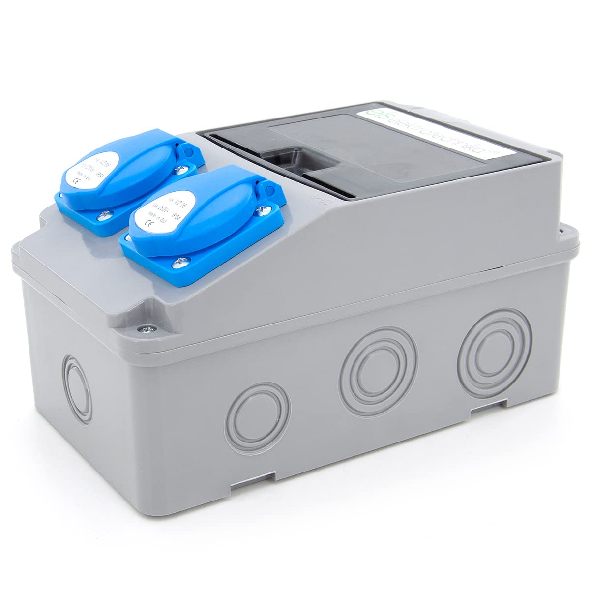 ELS Elektrotechnika distributore cablato da cantiere distributore da parete distributore di potenza con fusibili e prese Schuko 2x230V+2x interruttori magnetotermici C16, per ambienti interni/esterni