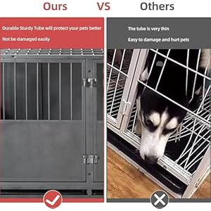 Heavy-Duty-Indestructible-Stackable-Dog-Crate-Steel-Escape-Proof-Indoor-High-Anxiety-Cage-Kennel-with-Four-Lockable-Wheels-Removable-Tray-47-Silver - Cucciolini Doodles   Heavy-Duty-Indestructible-Stackable-Dog-Crate-Steel-Escape-Proof-Indoor-High-Anxiety-Cage-Kennel-with-Four-Lockable-Wheels-Removable-Tray-47-Silver