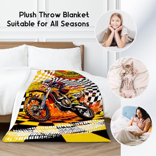 Blanket for Boys, Dirt Bike Blanket for Kids, Toddler Throw Gifts, Cool Plush Throw for Men & Adults, 60"x80"