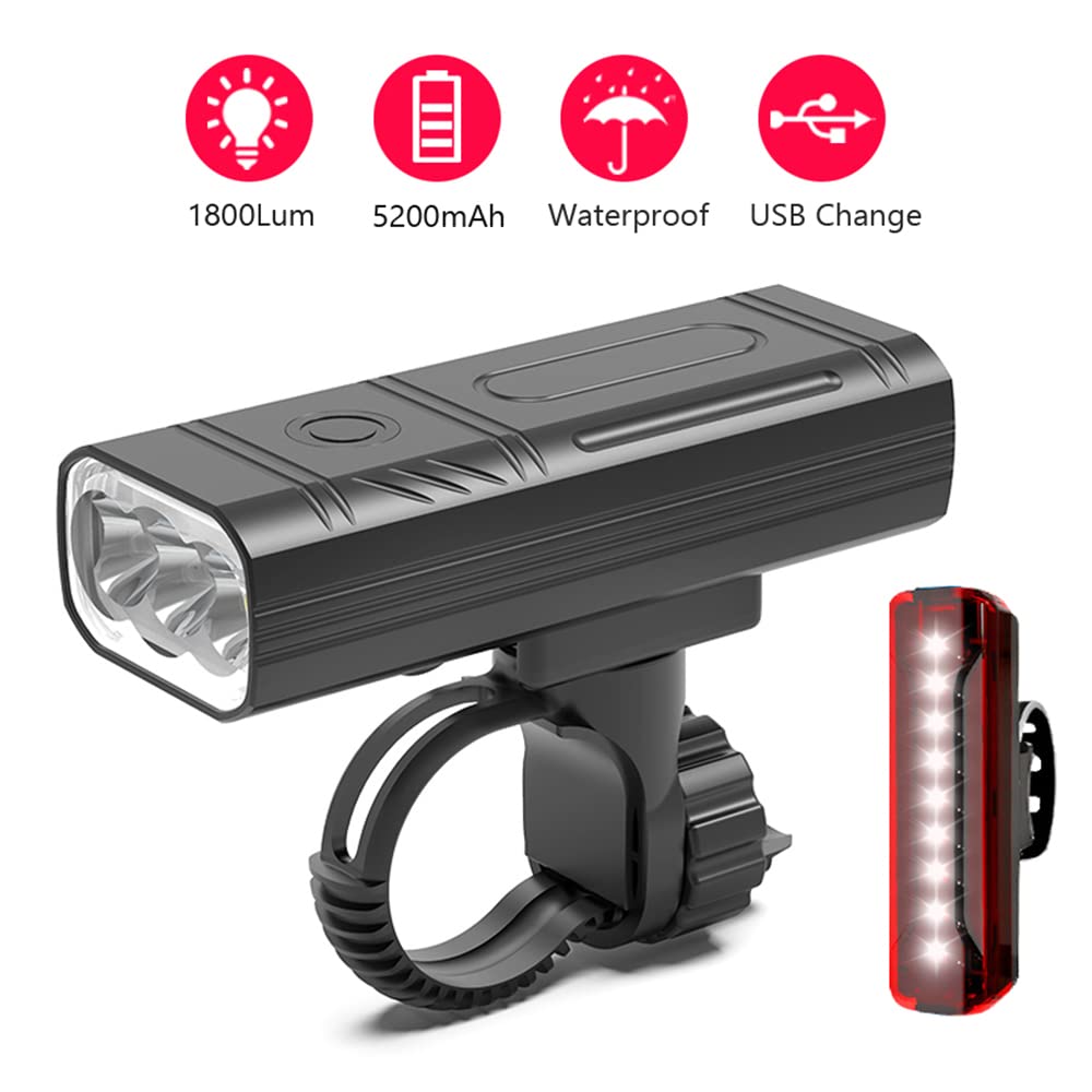 Kit d'éclairage vélo à 3 LED, Phare Avant, Lampe Torche étanche Rechargeable USB, Faisant également Office de Batterie Externe.