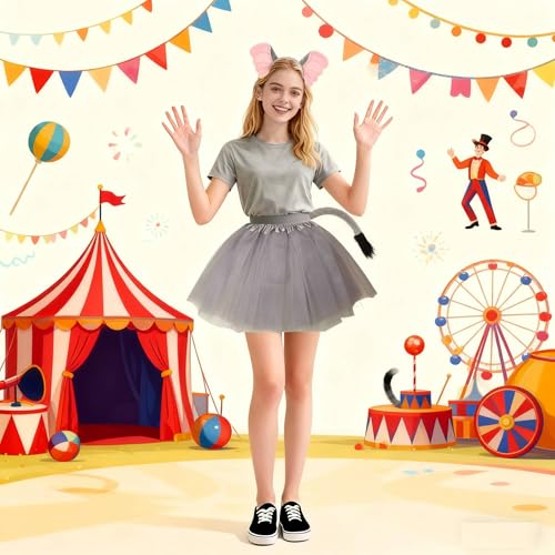 Kirei Sui Adult Elephant Costume Women Teens Ears Headband, Tail & Tutu Halloween Christmas Party Accessories — view 3
