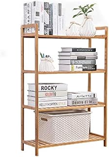 unho Bamboo Shelving Unit Organization, 4 Tier Storage Shelves Adjustable Bookshelf Kitchen Free Standing Storage Unit Plant Stand 26.46 x 9.84 x 38.9