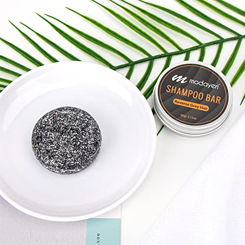 Reverse Grey Hair Bar Shampoo - Gray White Hair Moisturizer, Gray Hair Coverage, Hair Darkening Compressed Shampoo Bar Soap For Women Men Cover Gray White Hair, Restore Shiny Hair, 2.15 Oz #TOP1