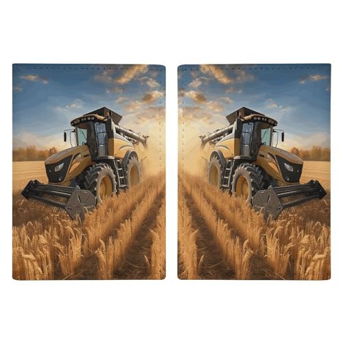 Farm Tractor Harvest Passport Holder Fashion Passport Cover Passport Protector Travel Document Organizer ID Card Protector Exquisite Passport Wallet Cover Credit Card Holder