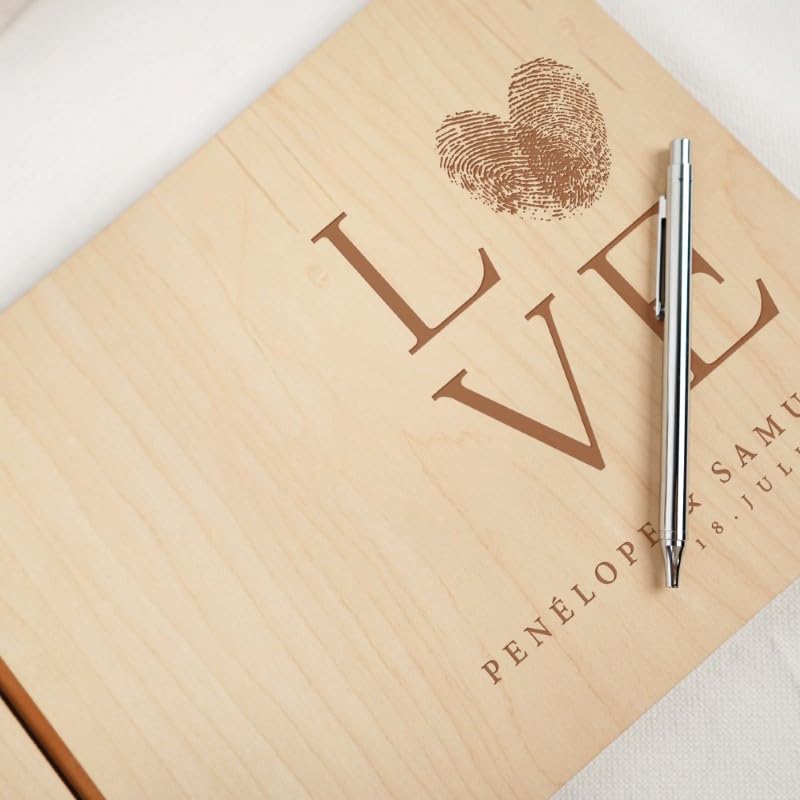 Libro de Invitados Bodas Personalizado | Libro de visitas Boda de Madera | Álbum de Firmas para Bodas Personalizado | Libro Aniversario Boda | Álbum de Fotos Scrapbook de Madera Love