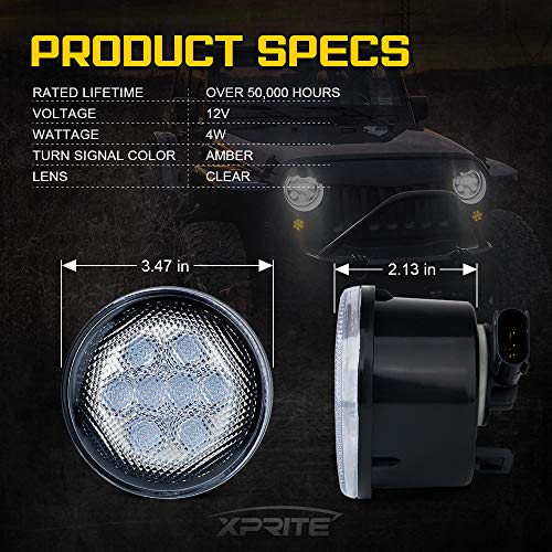 Image of Amber Clear LED Turn Signal Lights w /Parking Compatible with 07-18 Jeep JK
