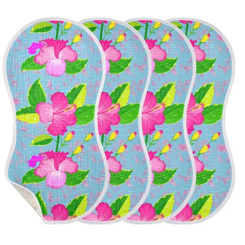 Blue Hibiscus Green Leaves Burp Cloths for Babies Burp Rag Cotton Spit Up Rag for Babies Infant Newborn3