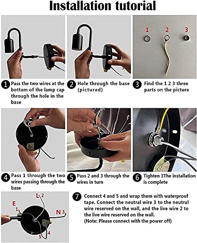 Lámpara de pared vintage negra ajustable con interruptor de cable manual 5