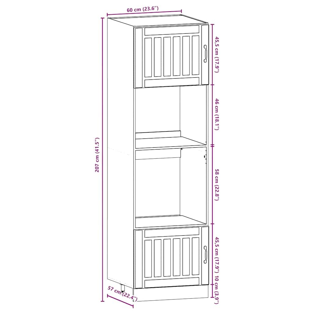 Set di 7 mobili da cucina Kalmar in legno nero con pensile, mobiletto inferiore e dispensa, piano di lavoro e piedini regolabili per risparmiare spazio