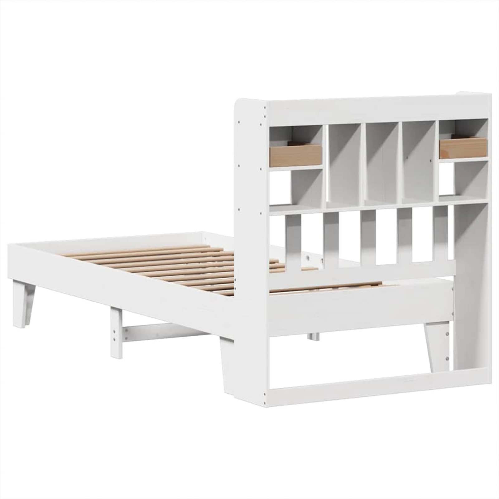 Homgoday Cama de Madera de Pino con Almacenamiento: Estructura Estable y Diseño Rústico Blanco Modelo WQ1015ZJ-3308853ES