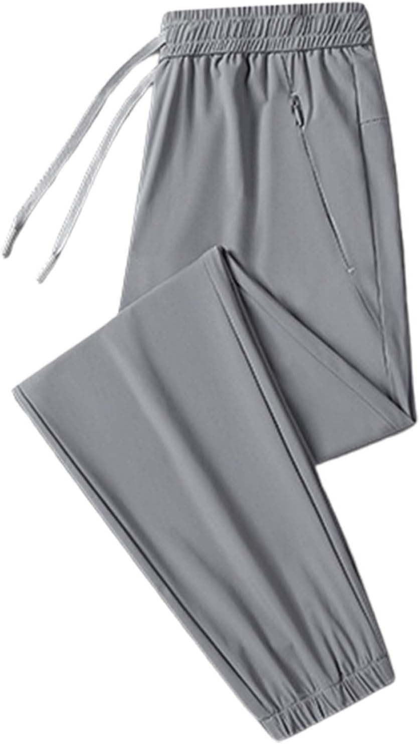 Mens Wide Leg Baggy Sweatpants Ice Silk Tall Cozy Straight Leg Joggers Summer Wide Legged Open Bottom Open Leg Loose