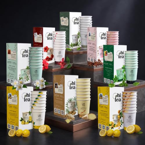Image of HI TEA Mint Green Tea | Just Add Hot Water | Instant Green Tea Cups | 8 Cups /Box
