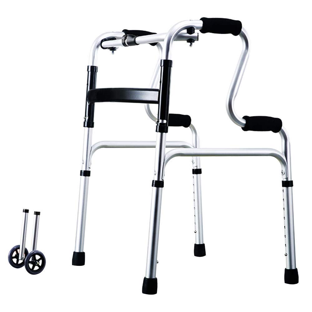 Kosz na chodziki dla osób starszych, Rollator Koszyk na chodziki dla osób starszych Aluminiowa rama do chodzenia dla dorosłych, z kółkami Lekki, kompaktowy, składany koszyk na chod