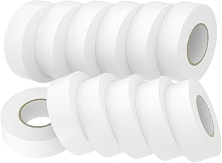 SWRT 12 Pack White Electrical Tape Waterproof, 0.7 in x 66 FT High Temp Electric Tape Under 600V for All Weather - UV Protection - Flame Retardant