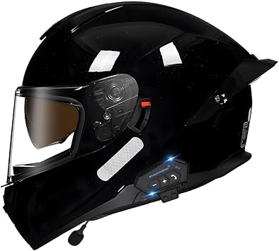 Bluetooth Motorcycle Full Face Helmet DOT Approved, Flip Up Double Visor Helmet, Integrated Bluetooth Helmets, Built-in Dual Speaker, Motorcycle Street Bike Helmet for Adults Men and Women