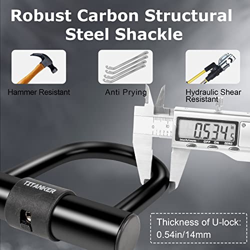 Titanker Bike Chain Lock With U Lock, 3 Feet Bicycle Chain Locks With 2 Keys, 6Mm Thick Chain Lock With 14Mm Thick Heavy Duty U Lock Anti-Theft Bike Lock For Bicycles, Motorbikes, Mopeds, Scooters #TOP2