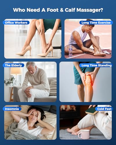 Image of KNQZE Shiatsu Foot & Calf Massager with Heat, Multi-Use Luxury Ottoman | 3-in-1 Massager, FSA Eligible, Foldable & Ergonomic Design, 3 Kneading /Air Squeeze / Heat Levels, Great for Home & Family