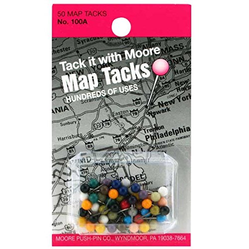 Map Pins Assorted Colors Box 50