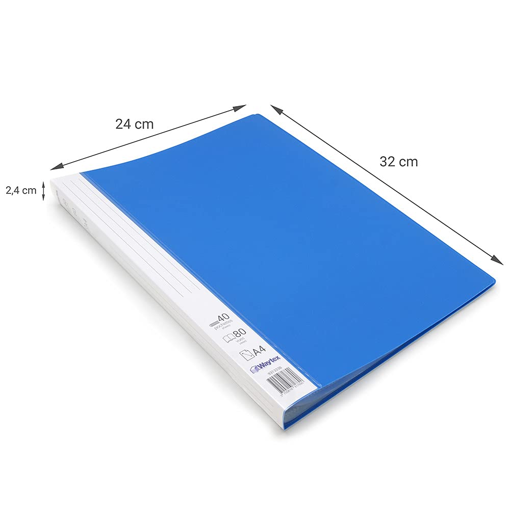 Waytex 931333B Document Protector A4 80 Sheets Premium Opaque Polypropylene Identifiable 40 Transparent Pockets Blue - Image 4