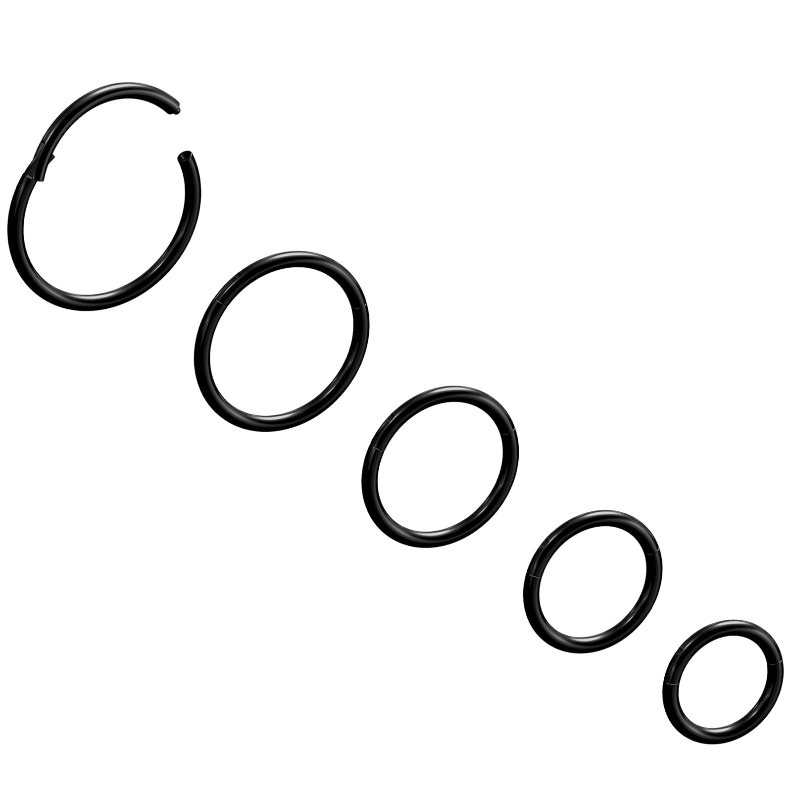 NewkeepsR 6G/8G/10G/12G/14G/16G/18G/20G Steel Nose Ring Hoop Piercing,Septum Lip Helix Cartilage Rook Body Jewellery,Diameter From 5mm to 14mm, Gold-Rose Gold-Silver tone-Black — view 9