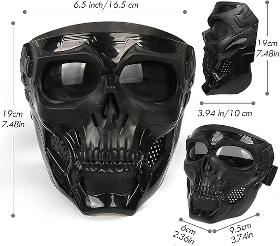Skull Motorcycle Goggle Mask β Full Face Riding Mask with UV Protection Bike Goggles, Windproof Dustproof Safety Glasses for Motorbike, Cycling, Airsoft, Paintball & Outdoor Riding 2