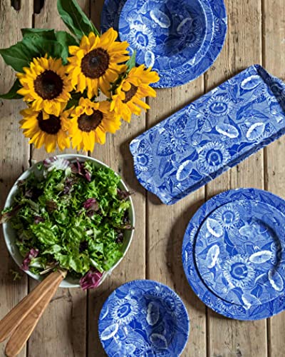 Pimpernel Blue Room Sunflower Collection Sandwich Tray | Serving Platter | Crudité And Appetizer Tray For Indoor And Outdoor Use | Made Of Melamine | Measures 15.1" X 6.5" | Dishwasher Safe #TOP6