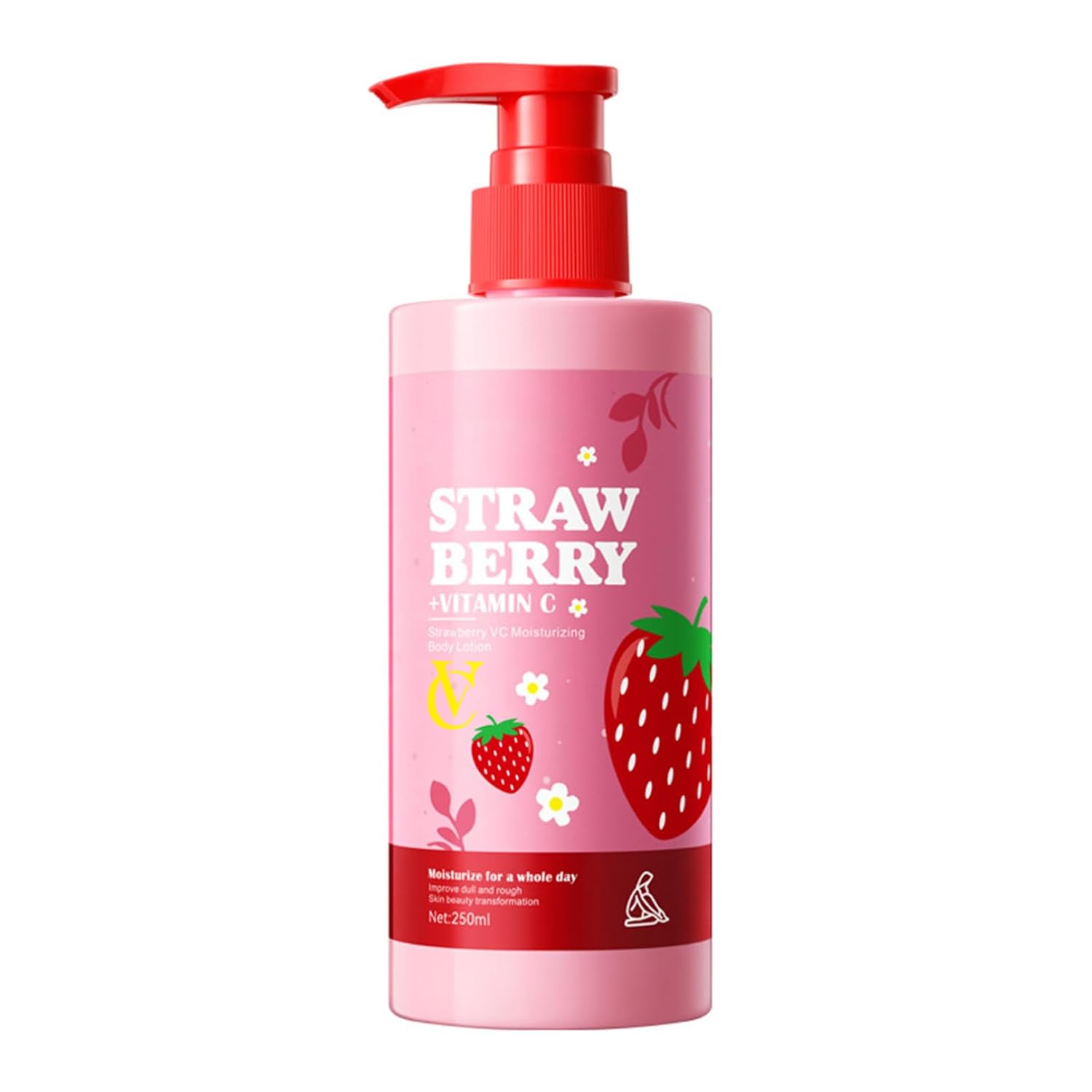 iiniim Quick Absorbing Body Lotion 250ml – Strawberry Scent, Non-Greasy, Nourishing Feel, Silky Texture for Daily Hydration Pink One Size