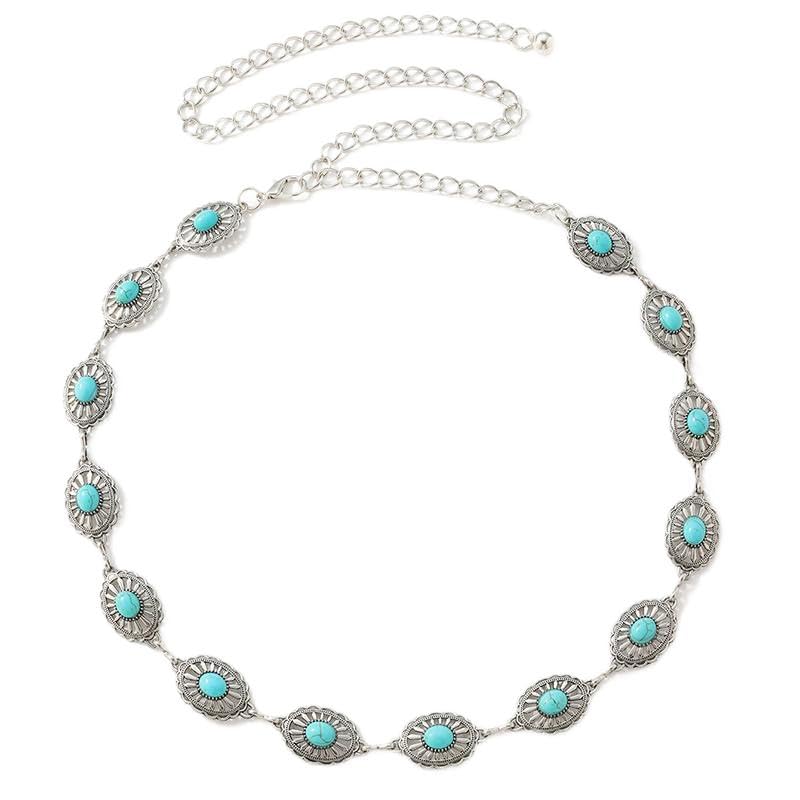 Mujer Vestido Cinturón Cadena De Cintura De Metal Fino Hueco Para Mujer Con Incrustaciones De Perlas Femenino Bohemio