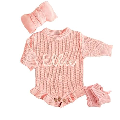 UsCutGii Personalized Baby Girl Boy Sweater Knit Oversized Pullover Sweatshirt